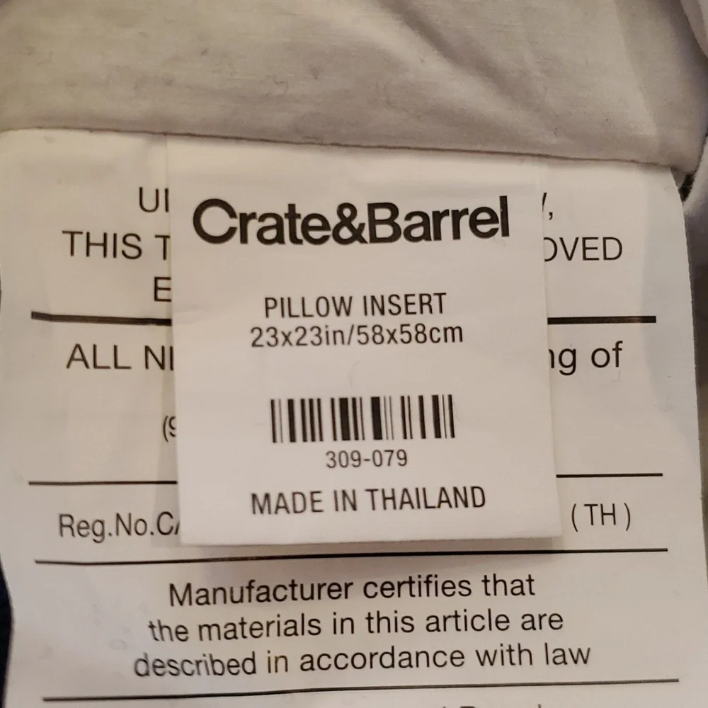 Crate&Barrel Holden Pillow Set of 2 Navy Wool Blend w/Crate&Barrel Inserts
